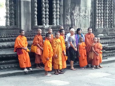 Empire Khmer : magie des temples d'Angkor au Cambodge. Moines bouddhistes