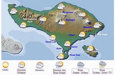 Séjour à Bali : la population, le temps, l'argent, le quotidien. Carte météo 