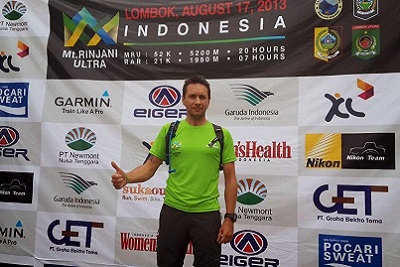 Mont Rinjani, compétition ultra trail 2013 à Lombok Thierry podium 